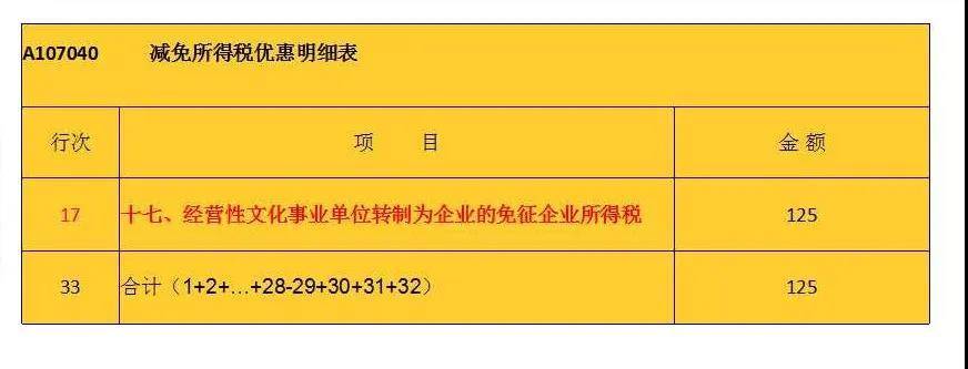 减免所得税优惠明细表
