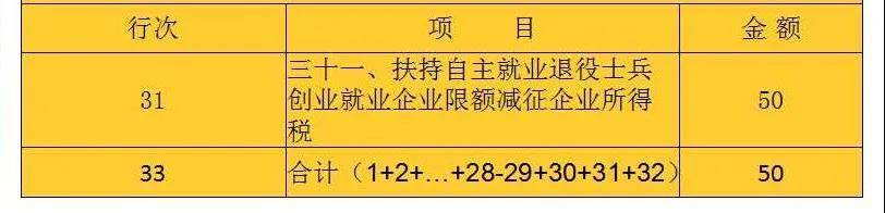 减免所得税优惠明细表